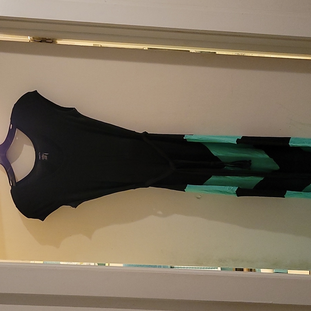 Maxi belted dress size small color black and teal blue - Picture 3 of 3